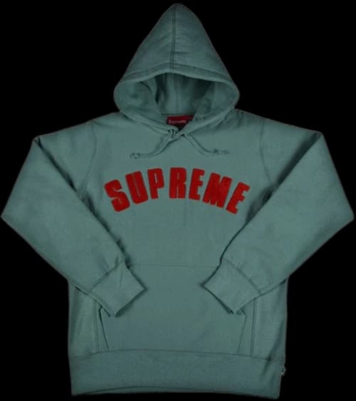 Supreme Chenille Arc Logo Hooded Sweatshirt Seafoam