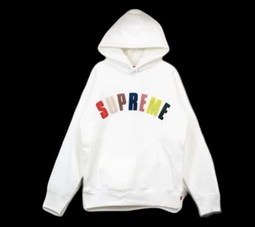 Supreme Chenille Arc Logo Hooded Sweatshirt White