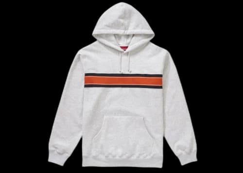 Supreme Chest Stripe Logo Hooded Sweatshirt Ash Grey