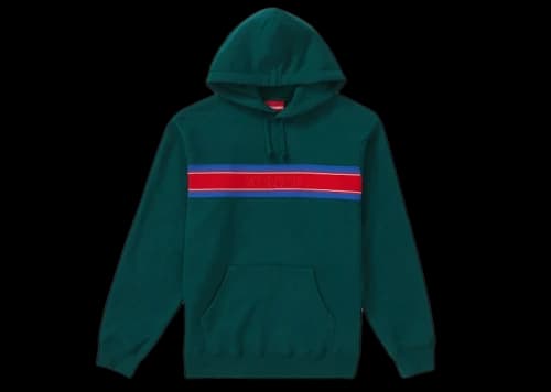 Supreme Chest Stripe Logo Hooded Sweatshirt Dark Green
