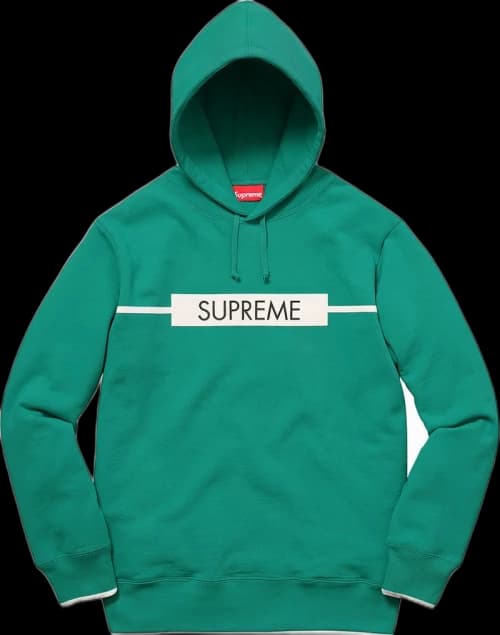 Supreme Chest Twill Tape Hooded Sweatshirt Aqua