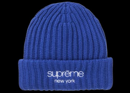 Supreme Chunky Rib Classic Logo Beanie Royal