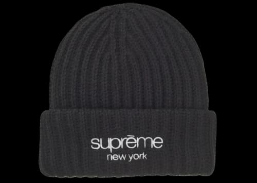 Supreme Classic Logo Chunky Ribbed Beanie (FW24) Black