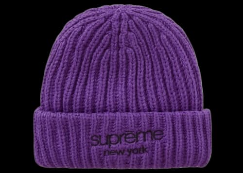 Supreme Classic Logo Chunky Ribbed Beanie Purple