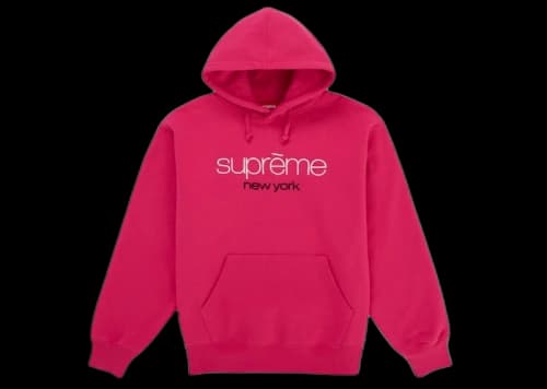 Supreme Classic Logo Hooded Sweatshirt Bright Fuchsia
