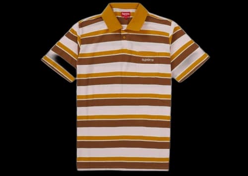 Supreme Classic Logo Stripe Polo Mustard