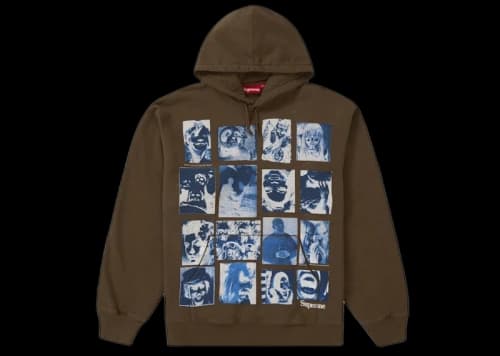Supreme Collage Grid Hooded Sweatshirt Olive Brown