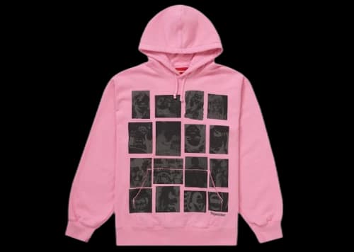 Supreme Collage Grid Hooded Sweatshirt Pink