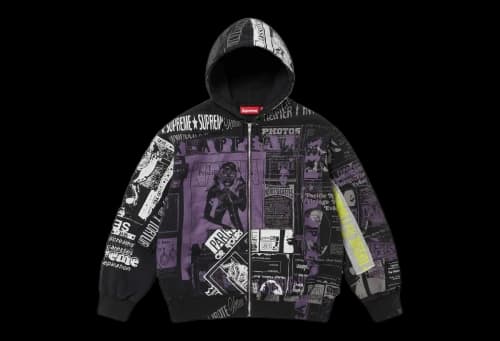 Supreme Collage Zip Up Hooded Sweatshirt Black (SS24)