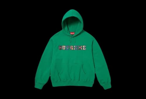 Supreme Collegiate Patchwork Leather Hooded Sweatshirt Green (FW23)