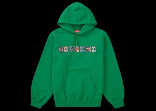 Supreme Collegiate Patchwork Leather Hooded Sweatshirt Green