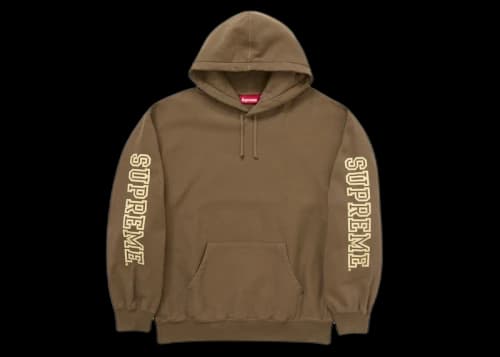 Supreme Collegiate Sleeve Hooded Sweatshirt Olive Brown