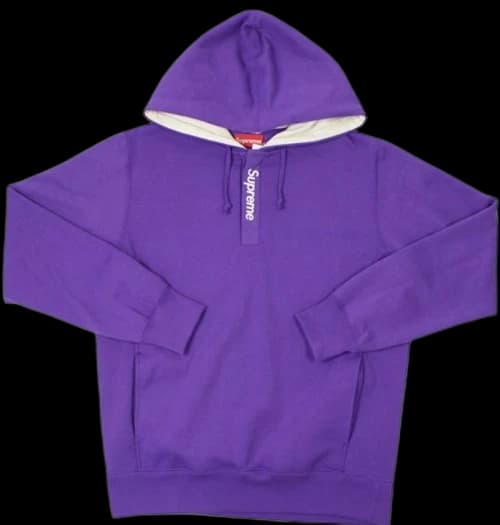 Supreme Contrast Plackett Hooded Sweatshirt Purple