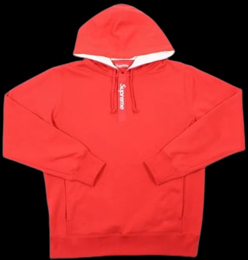 Supreme Contrast Plackett Hooded Sweatshirt Red