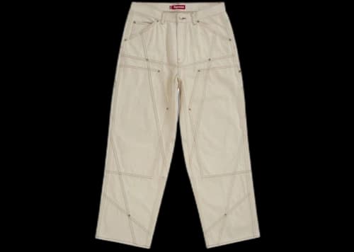 Supreme Contrast Stitch Double Knee Painter Jean Natural