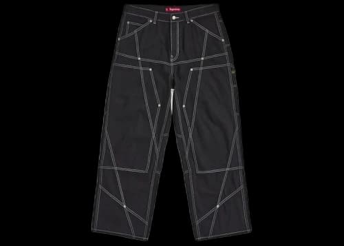 Supreme Contrast Stitch Double Knee Painter Jean Rigid Black