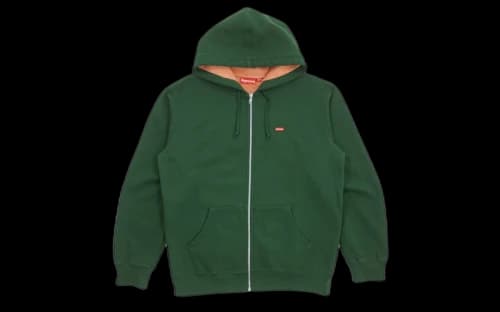 Supreme Contrast Zip Up Hooded Sweatshirt Dark Green