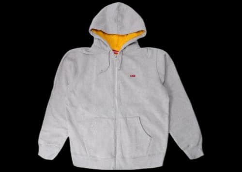 Supreme Contrast Zip Up Hooded Sweatshirt Heather Grey