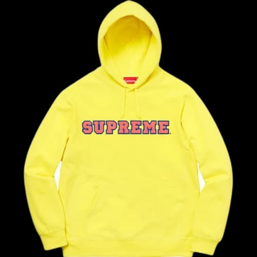 Supreme Cord Collegiate Logo Hooded Sweatshirt Lemon