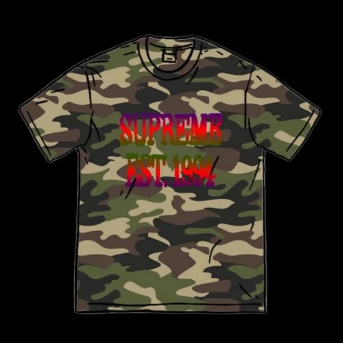 Supreme Cotton Mesh Gradient Logo S/S Top Woodland Camo