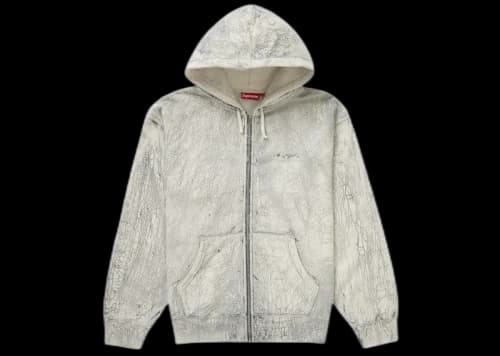 Supreme Crackle Zip Up Hooded Sweatshirt Natural