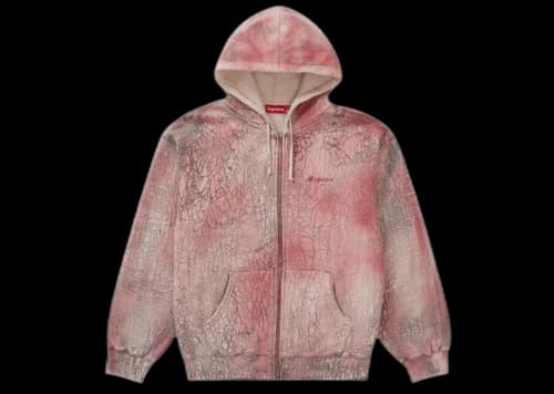 Supreme Crackle Zip Up Hooded Sweatshirt Red