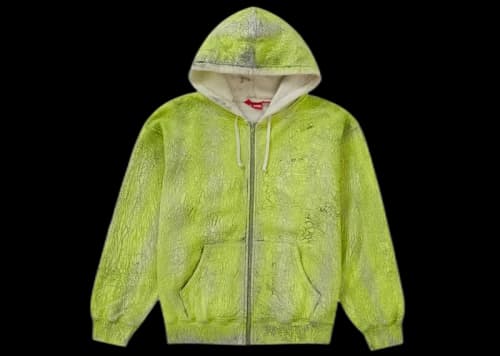 Supreme Crackle Zip Up Hooded Sweatshirt Yellow