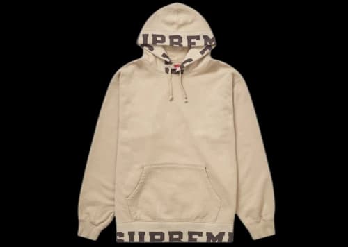 Supreme Cropped Logos Hooded Sweatshirt Tan