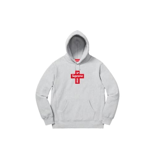 Supreme Cross Box Logo Hooded Sweatshirt Heather Grey (FW20)