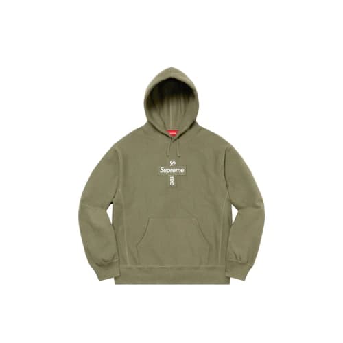 Supreme Cross Box Logo Hooded Sweatshirt Light Olive (FW20)