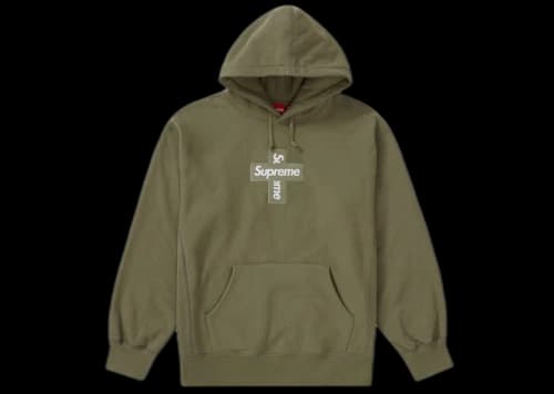 Supreme Cross Box Logo Hooded Sweatshirt Light Olive