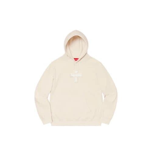 Supreme Cross Box Logo Hooded Sweatshirt Natural (FW20)