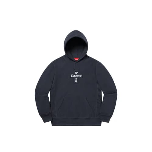 Supreme Cross Box Logo Hooded Sweatshirt Navy (FW20)