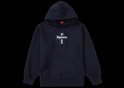 Supreme Cross Box Logo Hooded Sweatshirt Navy