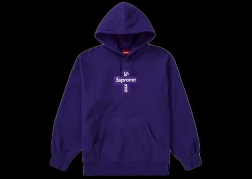 Supreme Cross Box Logo Hooded Sweatshirt Purple