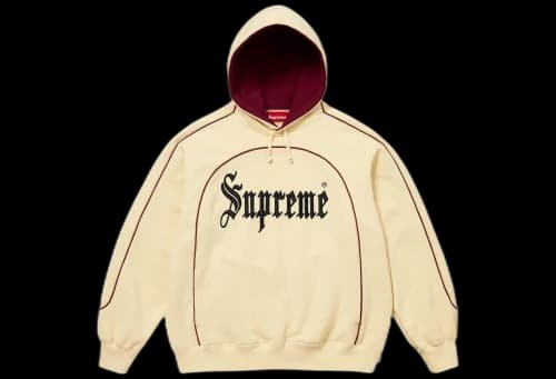 Supreme Curve Piping Hooded Sweatshirt 'Natural' (SS25)