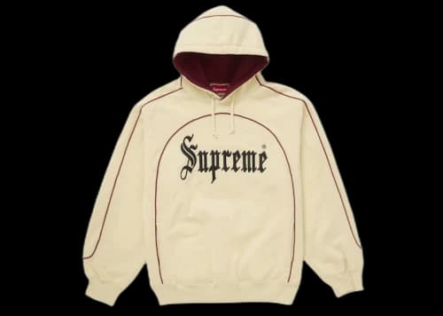 Supreme Curve Piping Hooded Sweatshirt Natural
