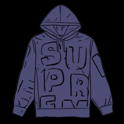 Supreme Cutout Letters Hooded Sweatshirt Washed Navy
