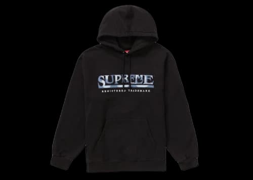 Supreme Denim Logo Hooded Sweatshirt Black