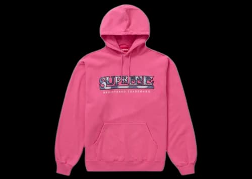 Supreme Denim Logo Hooded Sweatshirt Magenta