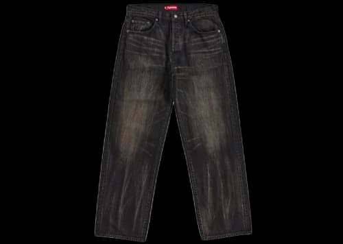 Supreme Distressed Loose Fit Selvedge Jean (SS26) Washed Black