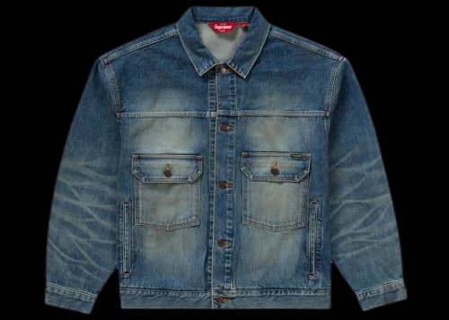 Supreme Distressed Selvedge Trucker Jacket Washed Indigo