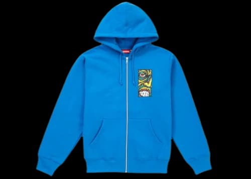 Supreme Disturbed Zip Up Hooded Sweatshirt Bright Blue