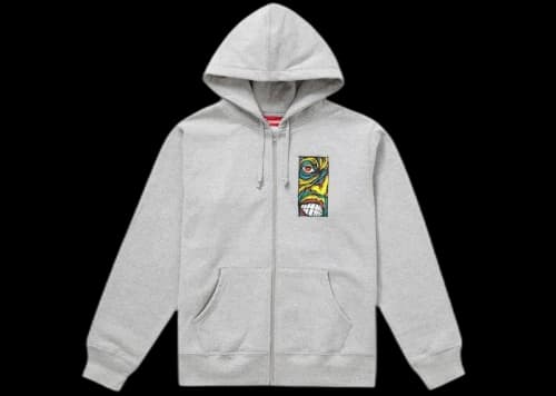 Supreme Disturbed Zip Up Hooded Sweatshirt Heather Grey