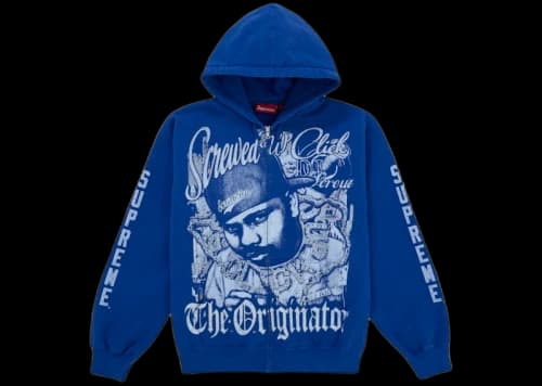 Supreme DJ Screw Zip Up Hooded Sweatshirt Blue