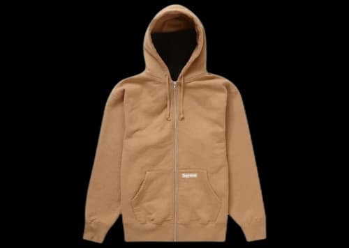 Supreme Double Hood Facemask Zip Up Hooded Sweatshirt Light Brown