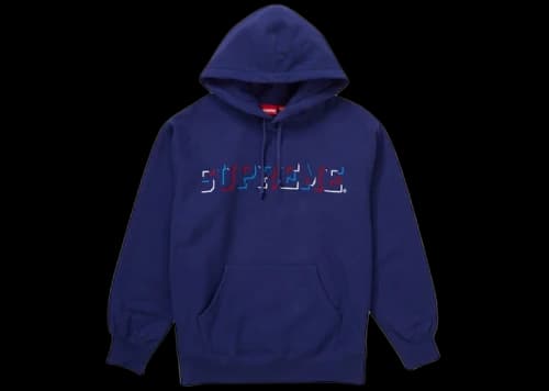Supreme Drop Shadow Hooded Sweatshirt Washed Navy