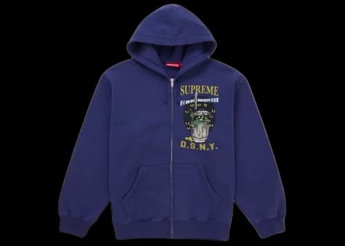 Supreme DSNY Zip Up Hooded Sweatshirt Washed Navy