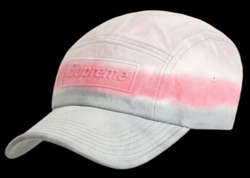 Supreme Embossed Denim Camp Cap Pink Dip Dye