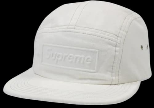 Supreme Embossed Stone Washed Camp Cap White